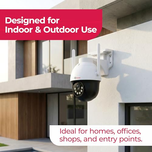 Image of Trueview WiFi 3MP Mini Pan-Tilt-Zoom CCTV Camera | STQC Certified | Indoor & Outdoor Security Camera | Color Night Vision | Cloud & SD Card Storage up to 256GB | Two-Way Talk
