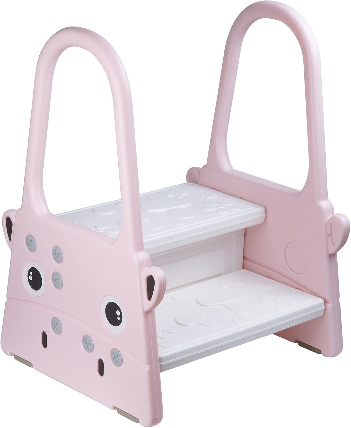 Taburetes para Niños Taburete Portátil Taburete Escalon Infantil Antideslizante con 2 Niveles Escalones de Plástico para Niños en la Cama, Baño y Cocina (Rosa)