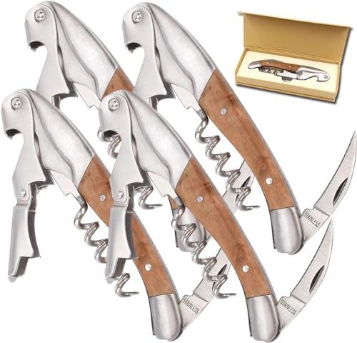 Logianami ワインオープナー ソムリエナイフ ワイン ナイフ 多機能 ワイン栓抜き コルク抜き 二段階 ステンレス製 (4個セット)