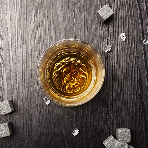 Queen&Stone Lead Free Old Fashioned Whiskey Glasses With Lion Pattern On The Thick Weighted Bottom 10Oz Set Of 4 Perfect For Scotch Bourbon Cocktails thumb #4