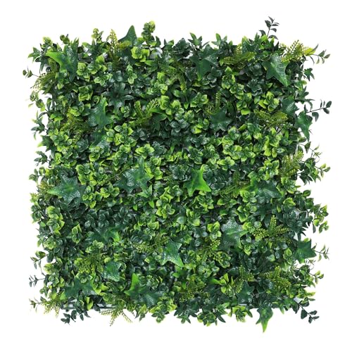 Well Home Jardín Vertical Artificial, Panel de Seto 100x100cm, para decoración Interior y Exterior - De Hojas Verdes Mixtas y Realistas