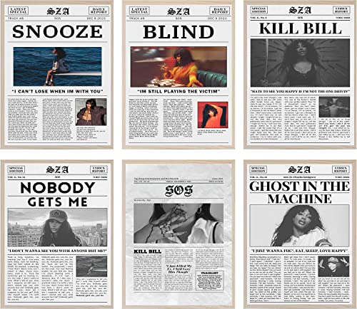 6PCs SOS Posters Music Album Cover Posters HD Print Aesthetic Pictures for Fan Souvenir Collectibles Living Room Bedroom Music Classroom Wall Art Decor (6pcs 12x18in Unframe)