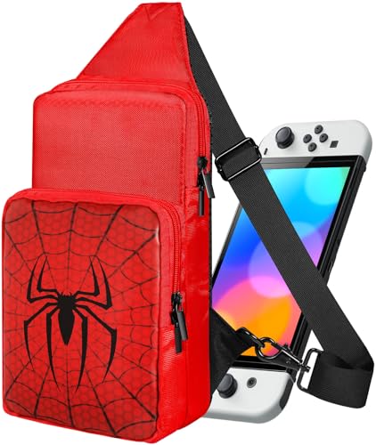 Lotadilo Travel Bag for Nintendo Switch/Lite /OLED for Teens Boys Kids Girls Cute Switch Backpack Carrying Crossbody Shoulder Gaming Sling Bag Large Capacity Portable for Nintendo Accessories Storage