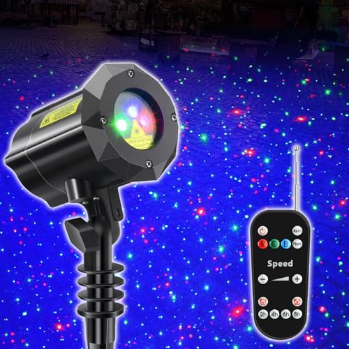 Image of Poeland Christmas Laser Projector Lights with Remote Control and Security Lock, Halloween Garden Lights for Indoor, Outdoor, Home, Garden (Red, Green, Led Blue)
