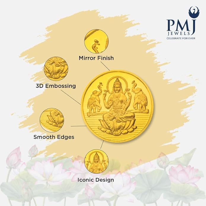 Image of PMJ 24KT (999.9) Gold Coin 0.5 Gram | Pure Gold Coin for Dhanteras, Diwali, Wedding and Birthday | 24 Karat Investment Coin in Secure Packaging | Auspicious Festive Gifting