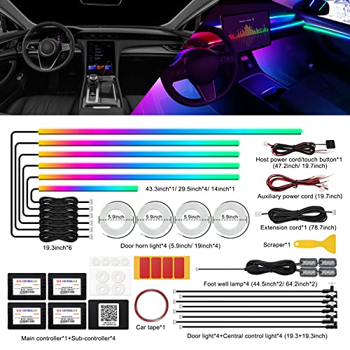 image for MAODANER Dreamcolor Acrylic Interior Car LED Strip Light with Wireless