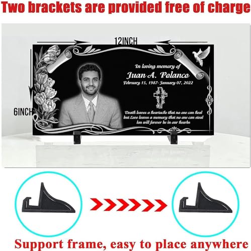 Image of 16''x8''Personalized Memorial Stones,Grave Markers, Outdoors Grave Plaques, Cemetery Memorial Stones, headstones for Humans,tombstones for Graves
