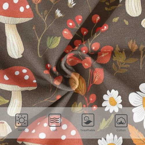 Wusikd Mushrooms Brown Girls' Underwear Cotton Flowers Daisies Girls Briefs Soft Toddler Underwear 2T3