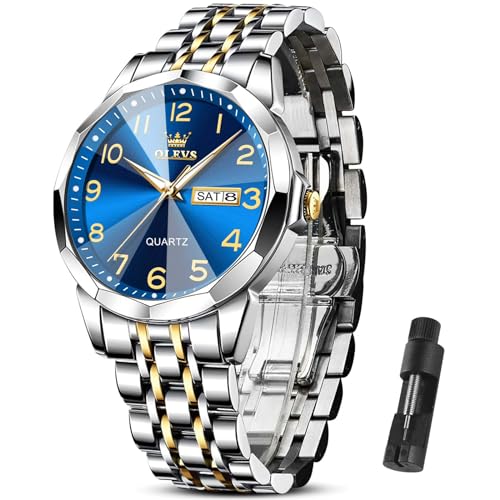 OLEVS Watch Men Luxury Watches for Men （Silver/Gold/Blue/Black）(Diamond/Roman Numeral/Arabic Numeral) Dial Watches Stainless Steel Watch Date Waterproof Dress Casual Reloj