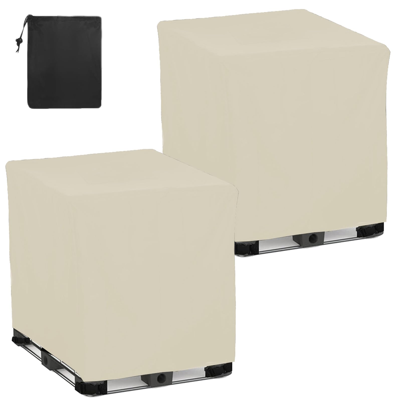 2 fundas impermeables para depósito de agua de 300/600/800/1000 L, cubierta protectora duradera para almacenamiento de agua de lluvia IBC para exteriores, color verde, tamaño 1000L: 120 x 100 x 116 cm