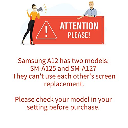 ZOETEC Schermo di ricambio per Samsung Galaxy A12 Nacho SM-A127 A127F A127M A127U 6.5'' LCD Screen Digitizer Assemblea completa con strumenti di riparazione telaio (*NON PER SM-A125*)