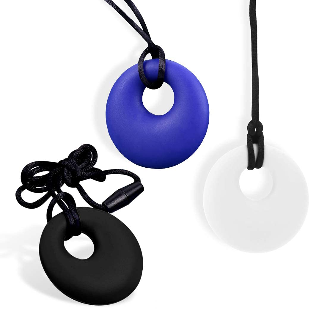 KASTWAVE Sensory Tooth Chew Necklace Oral Motor Chewy Teether 3 Pack Silicone Chewing Teethin Necklace Pendant Autism ADHD Anxiety for Adults Kids Boys Girls BPA -Free Breakaway Clasp