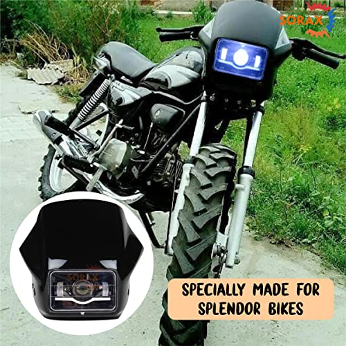 Image of SORAX LED Projector Hi /Low Beam Headlight with Daytime DRL For Hero Splendor Plus, Splendor Pro, Splendor