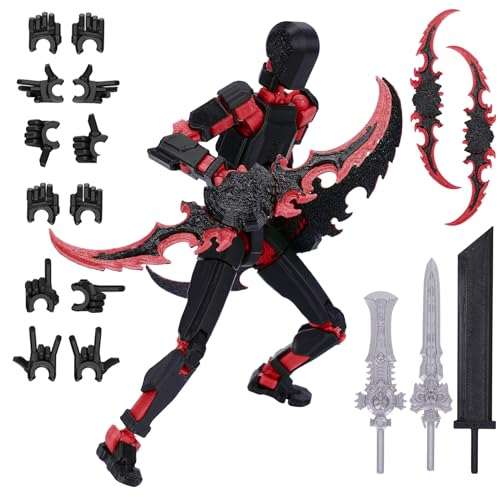 Starnearby T13 Action Figure, Assembly Completed 13CM 3D Printed Titan 13 Action Figure Dummy 13 with 5 Weapons & 6 Hands Sets, Kids' Play Action Figures for Collectors Desktop Decorations
