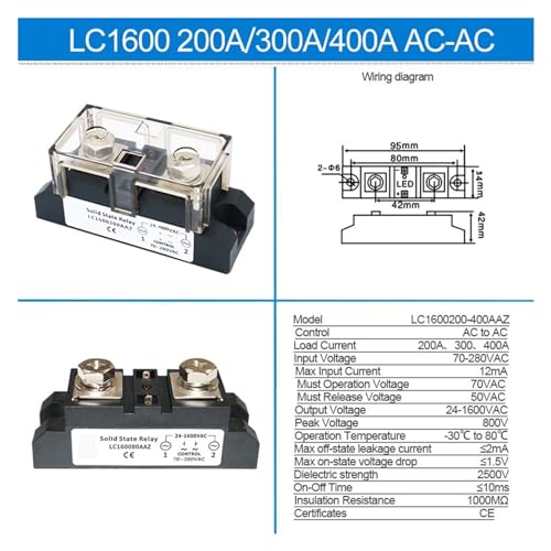 Relais SSR AC-AC 300A robuste à haute conductivité pour commutation intensive - 3