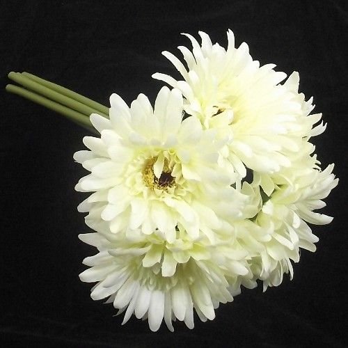 ARTIFICIAL FLOWERS - a handted bunch of 6 ivory gerbera