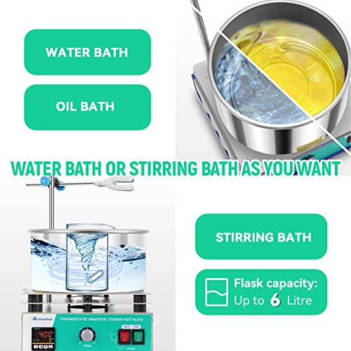 Mxmoonfree 5L Stirring Water Bath, Thermostatic Lab Water Bath With Magnetic Stirrer Max Temp 400 Celsiusity And Max Temp 400 Celsius #TOP4