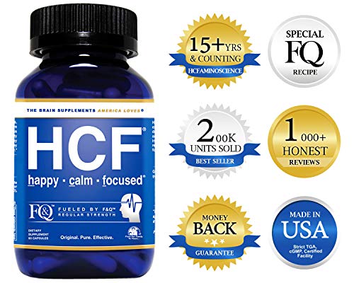 HCF Brain Supplement. Helps Improve Memory. Increase Focus & Attention. Enhance Mental Clarity & Alertness. Boost Mood & Support Calm & Happy Feelings. FQ is Different. (90 Count)