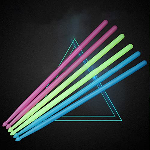Baquetas para batería 5A con punta de nailon, fluorescentes (azul, blanco y amarillo), ideales para niños y adultos miniatura 4