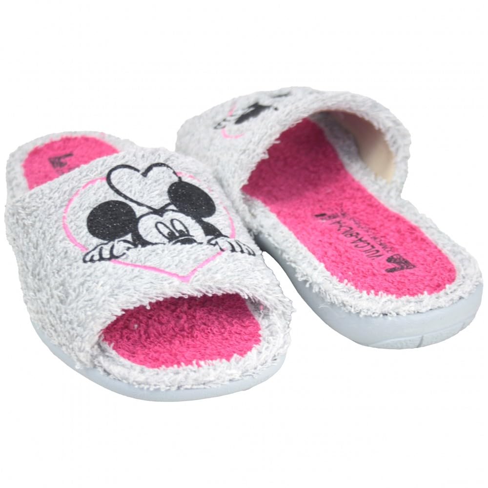 VulcaBicha 2914 - Zapatillas De Estar por Casa Mujer Chica De Rizo con Dibujo de Ratón con Corazón