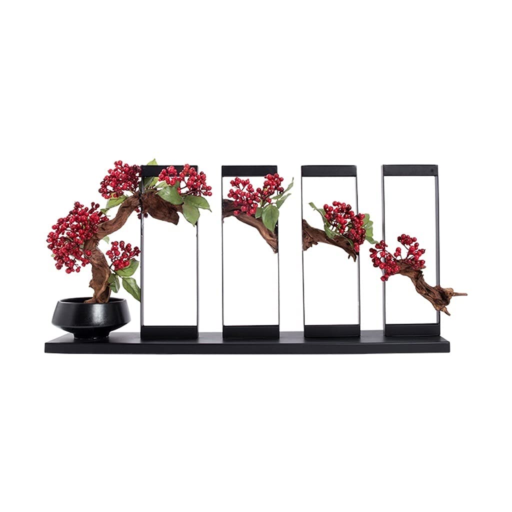 GTHTUHFD Simulation Potted Plants Bonsai Tree Bonzai Trees Indoor Artificial Flower Artificial Bonsai Metal Frame Artwork