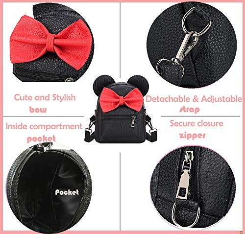 Sunwel Fashion Girls Mini Backpack Purse Mouse Ear Polka-Dot Sequin Bow Convertible Backpack To Crossbody Bag For Women #TOP5