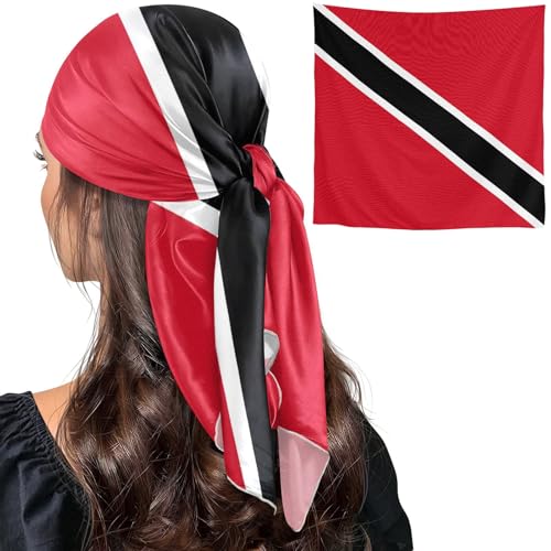 Tienchin Trinidad and Tobago Flag Hair Bandanas For Women Lightweight Square Head Scarves 35 Inches