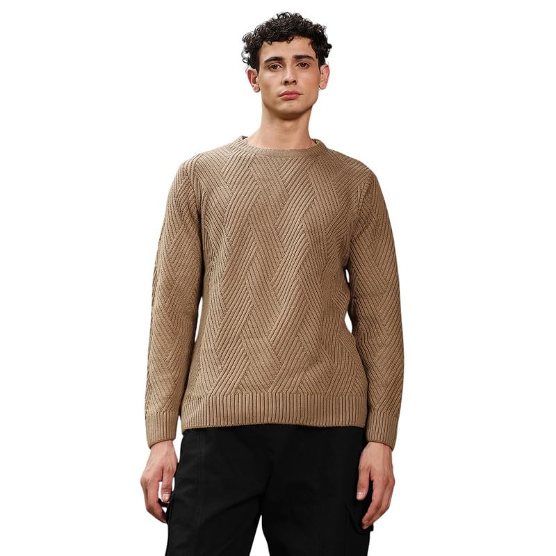 cahoot Men's Sweater | Round Neck, Ribbed Cuff Sleeves, Pull On Closure, Ribbed-Straight Hem | Solid Jacquard for Casual-picture-16