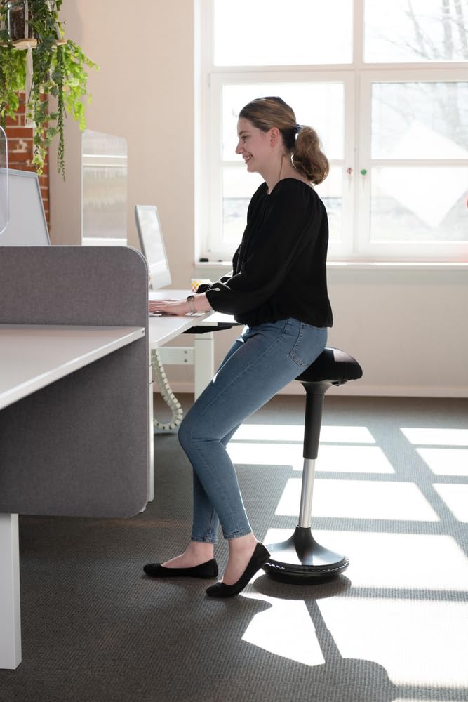 Unilux Moove Tabouret de bureau Ergonomique Réglabe en Hauteur 59 x 35 cm Noir