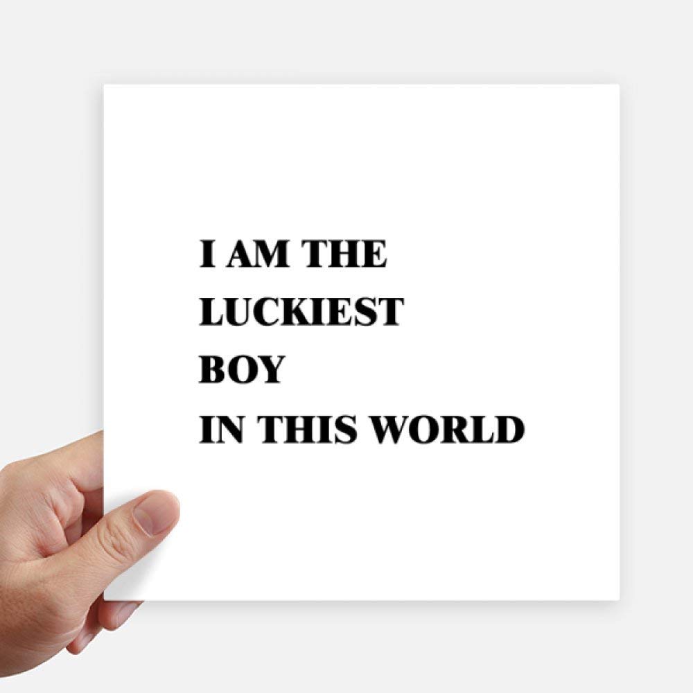 Autocollant carré 20 cm J'Amthe Luckiest Boy multicolore pour ordinateur et mur x4