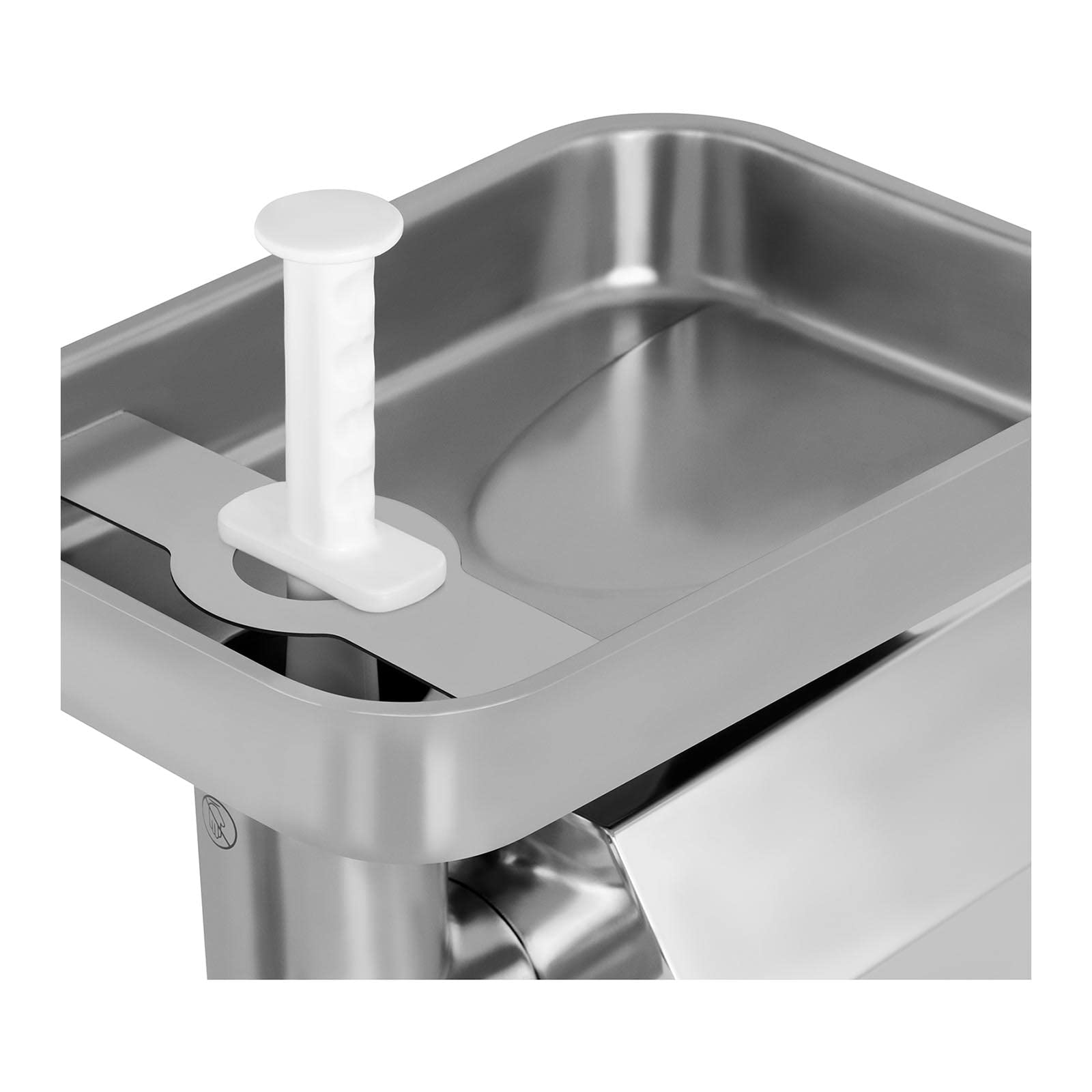 Royal Catering Fleischwolf elektrisch Edelstahl 1100 W 480 kg/h inkl. 2 Lochscheiben (Ø 4,5 / 8 mm) + Fleischstopfer Rücklauffunktion Fleischmaschine Hackfleisch-Maschine Elektro-Fleischwolf
