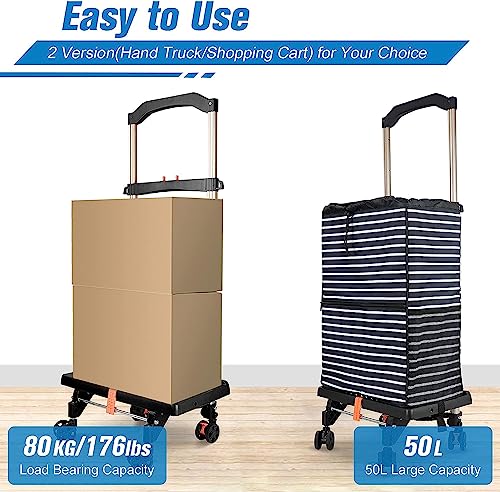 Shopping Cart With 4 Swivel Wheels,Foldable Grocery Cart With Large Waterproof Removable Bag & Telescoping Handle, Trolley For Grocery Laundry Book Beach (Black) #TOP5