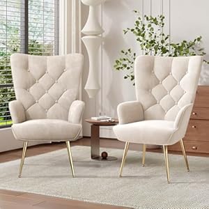 2er-Set Eleganter Sessel Polsterstuhl für Wohnzimmer/Schlafzimmer – Schminktisch Stuhl Mit Metall Beinen – Bis 150 KG Belastbar