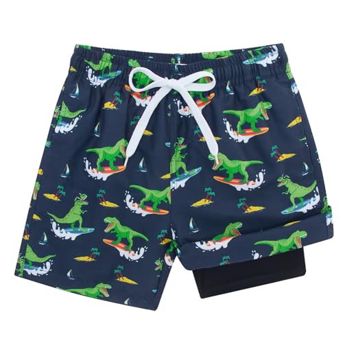 Cozople Boys Swim Trunks Compression Liner Swim Shorts Quick Dry Bathing Suit with Boxer Brief Swimwear 4-10T