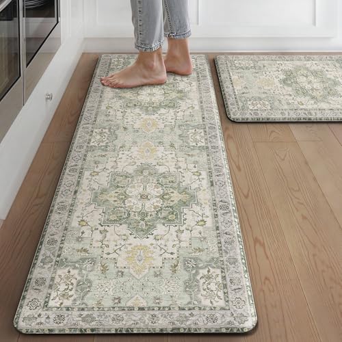 sarben Tapis de Cuisine Lot de 2, Tapis de Sol Vintage, Antidérapants, Étanches et Lavables,...