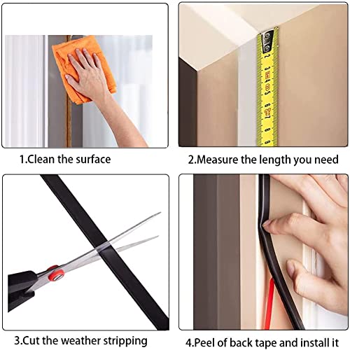 40 Feet Black Weather Stripping Door Seal Strip, Door Seal Self-Adhesive Backing D-Shape Weather Stripping For Door Frame And Windows Insulation Large Gap, Easy Cut To Size #TOP4