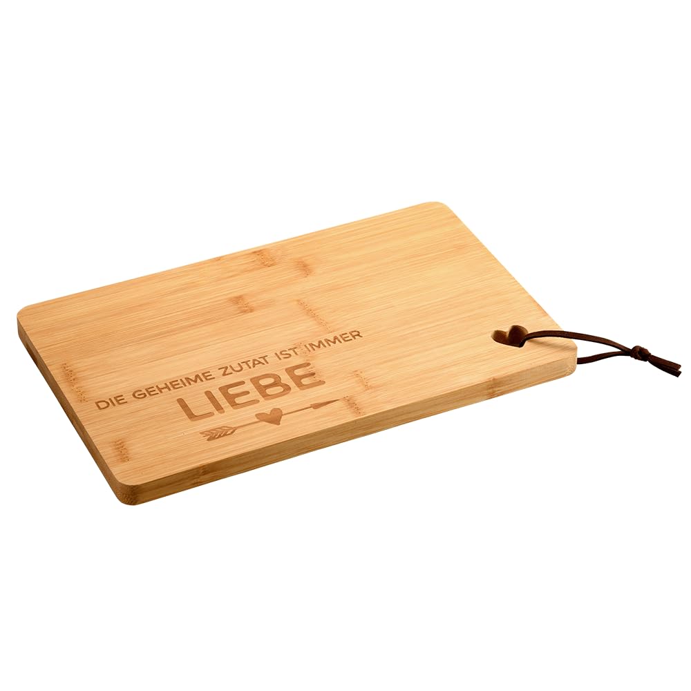 KESPER | Deska do krojenia i serwowania z sercem, materiał: bambus, wymiary: 31,5 x 20,5 x 1,5 cm, motyw: miłość, kolor: brązowy | 58390