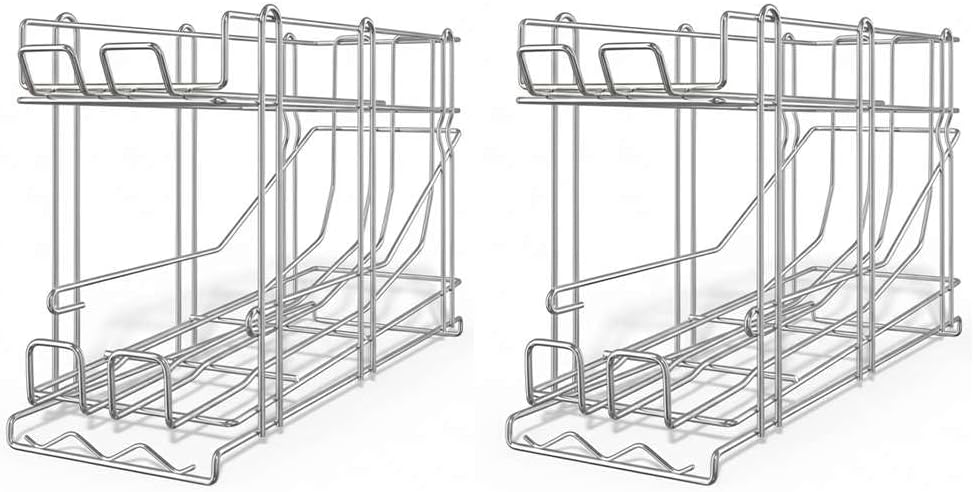 2-Pack Canned Food Organizer Rack, FIFO Pantry Can Dispenser Fits (12) #5 or (8) #10 Cans