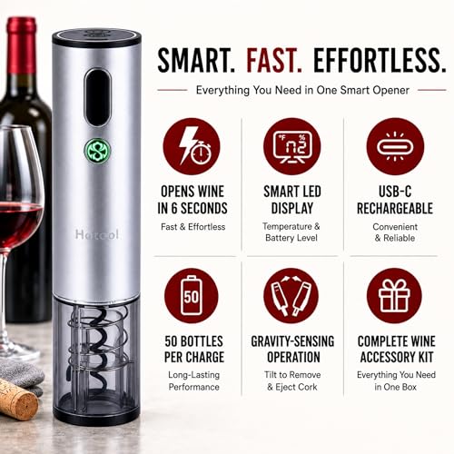 Décapsuleur électrique rechargeable : kit œnologie complet avec socle - 6