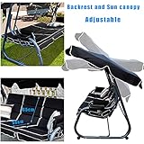 Hollywoodschaukel 3-Sitzer mit Liegefunktion mit Verstellbarer Sonnendach - 4