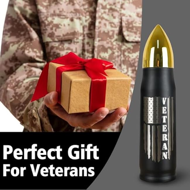 17 OZ Veteran Bullet Tumbler with Lid - Ideal Gifts for Men Father's Day, Birthday, Veterans Day, Christmas - Perfect for Air Force, Navy, Army, Military & Veterans Cup