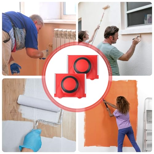 2 Stk Multifunktionale Paint Edger Kit, Farbkantenwerkzeug Kantenmaler, Latex-Farbkantenschneider, Paint Edger Wand Eckpad Trimmer mit Handschuhe, Handheld Brush Paint Edger Tool für Wand Decke Ecken