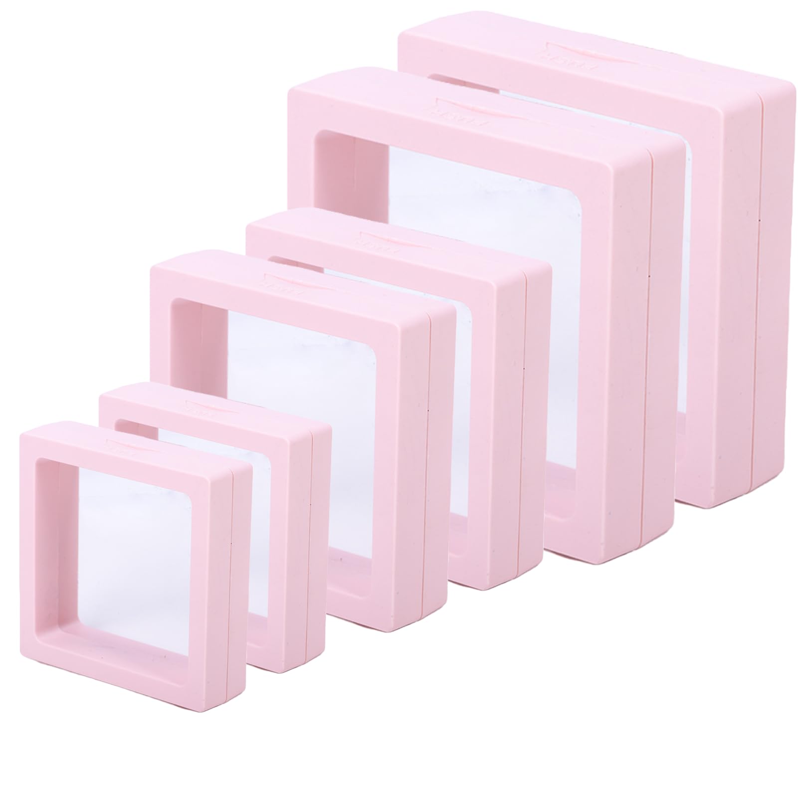 Eterspr 6 Pink Transparent Display Frame, Floating Display Box, Used for Jewelry, Coins, Stamps, Medals and Other Small Collections