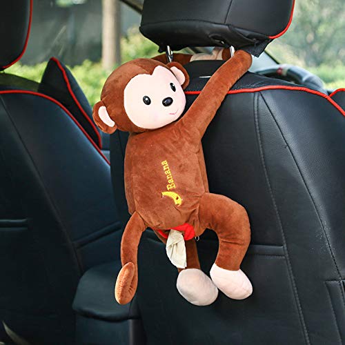 Plush Monkey Toy Style Anime Tissue Holder Tissue Box Cartoon Tissue Cover Paper Holder Napkin Box Paper Storage Box Tissue Tray Paper Container for Car Home Use Bathroom Accessories (Brown)