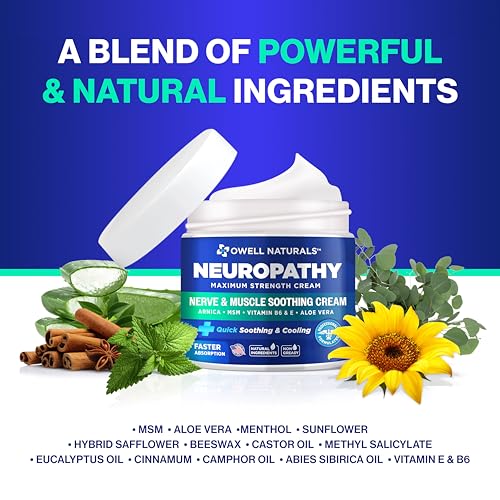 OWELL NATURALS Neuropathy Cream for Foot, Hands, Legs, Toes with Arnica, Vitamin B6, Aloe Vera, MSM - Made in USA - Thumbnail 4