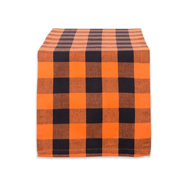 DII Buffalo Check Collection, Classic Farmhouse Table Runner, 14x108, Orange & Black