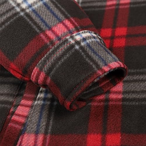 Image of Yasumond Mens Hoodies Fleece Jacket Plaid Flannel Heavy Sherpa Lined Hooded Zip Up Warm Winter Coats Big Tall