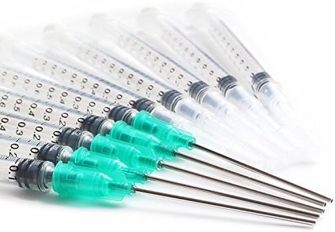1ml Syringe with 23Ga 1.5'' Blunt Needle and Plastic Needle with Cap (Pack of 10)