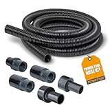 POWERTEC 70347 10 Ft. Dust Collection Hose Kit with 5 Fittings for Woodworking Power Tools Home and Wet/Dry Shop Vacuums