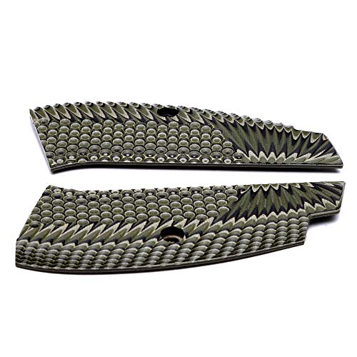 Guuun G10 Grips For Cz 75 Full Size Sp-01 Shadow Custom Handgun Grips Eagle Wing Texture - Green/Black #TOP3